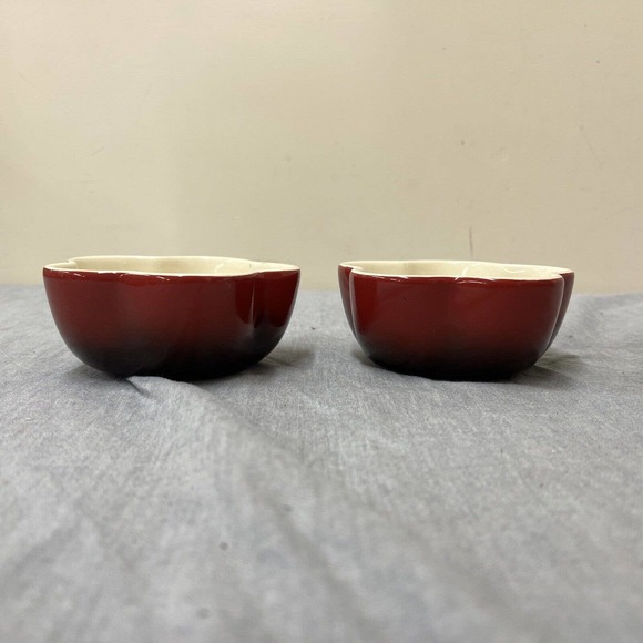 (2) Denby Flower Individual Mini Casserole Dish Cherry Red Discontinued Ramekin - Picture 5 of 11